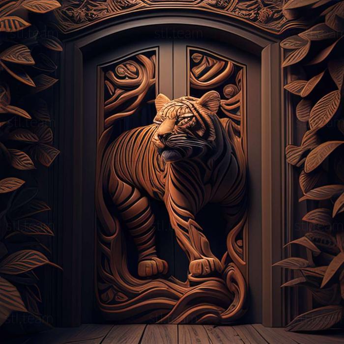 3D model door with tiger 3D (STL)